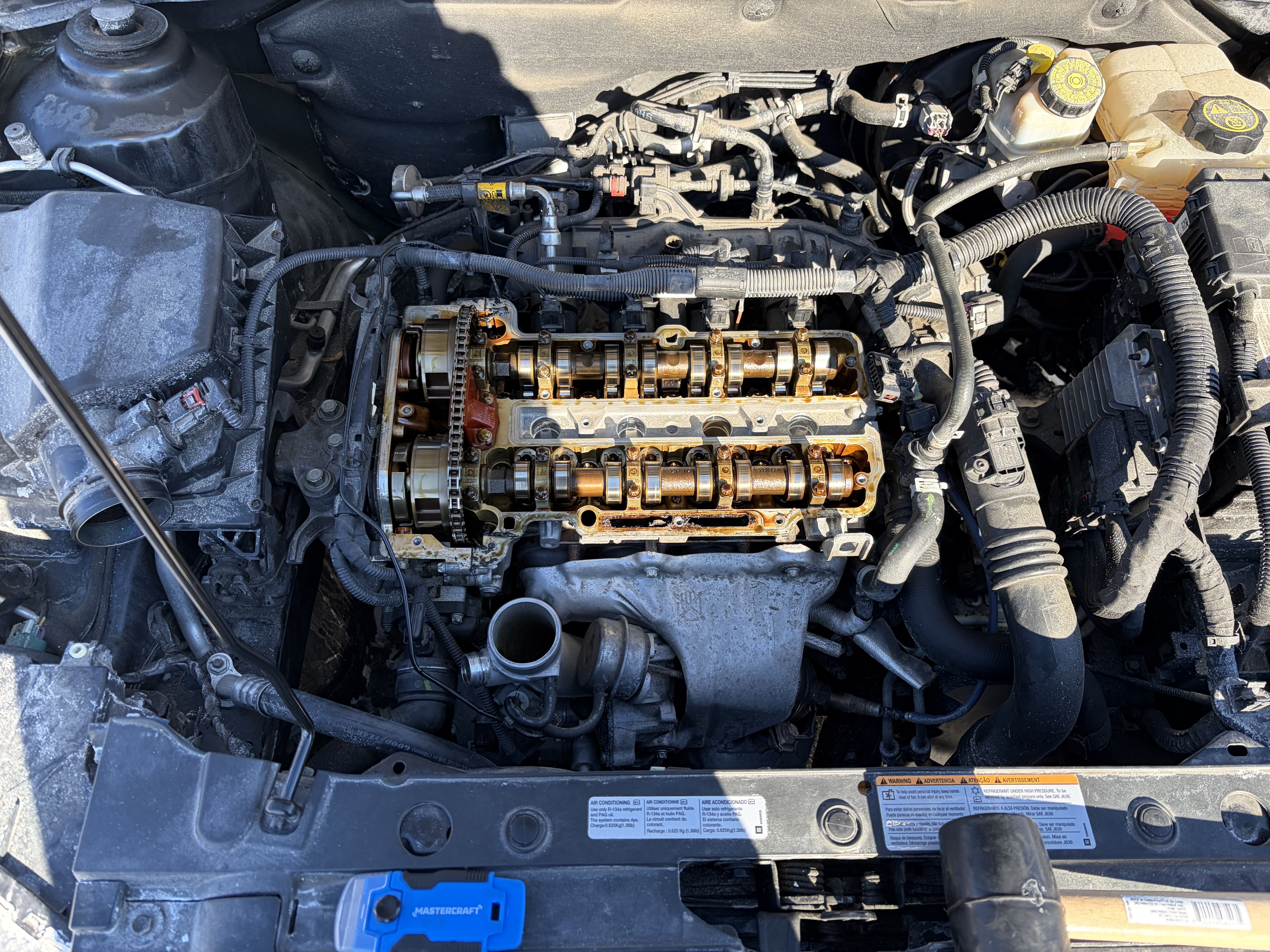 Exposed camshafts